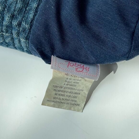 Toby Baby Girls Flower Summer Bucket Hat Blue Pink Infant Size - Picture 4 of 5